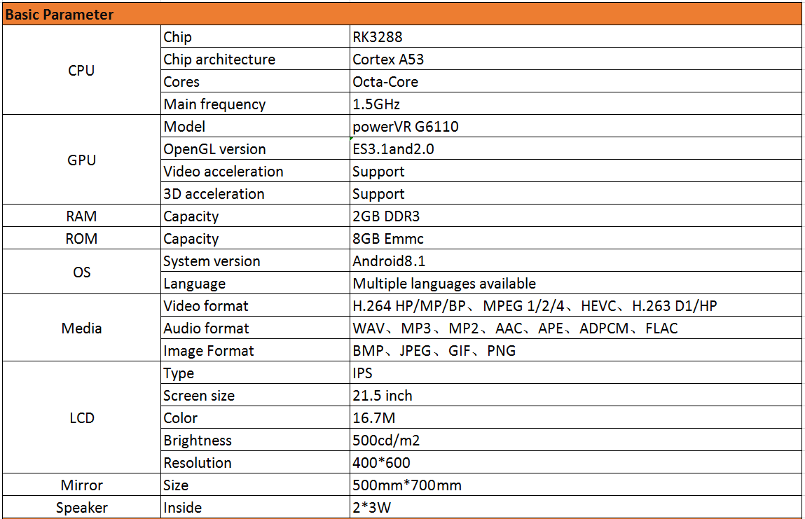 Kinstone Make Up Mirror Lcd Advertising Display Screen Dress Mirror