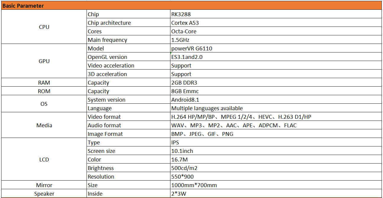 Kinstone Square Shape 600*800MM Living Room Bathroom Smart Mirror