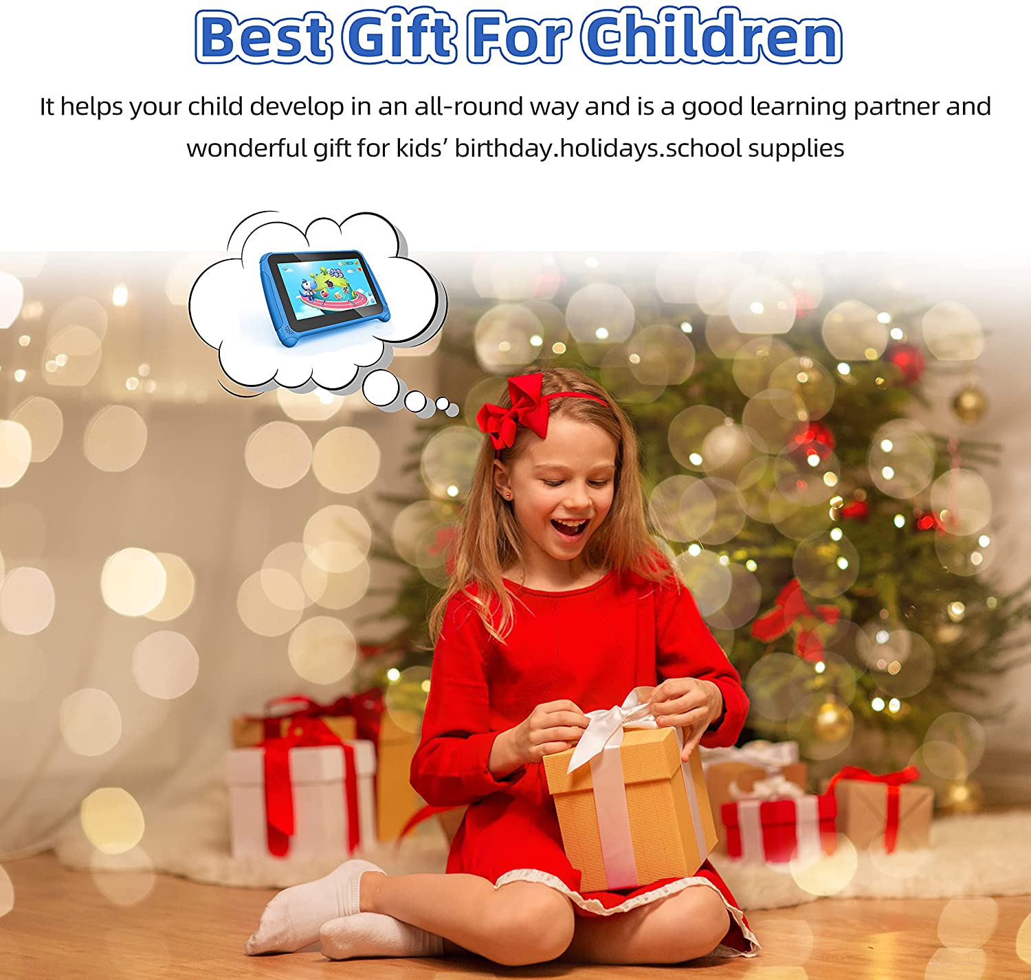 070CH-D Kinstone 7 inch Kids Tablet with Parental Control,Lovely Android 11 Tablets PC Quad Core 2GB RAM 32GB ROM Dual Camera Google Certified WiFi Bluetooth 4.2 ages3-12