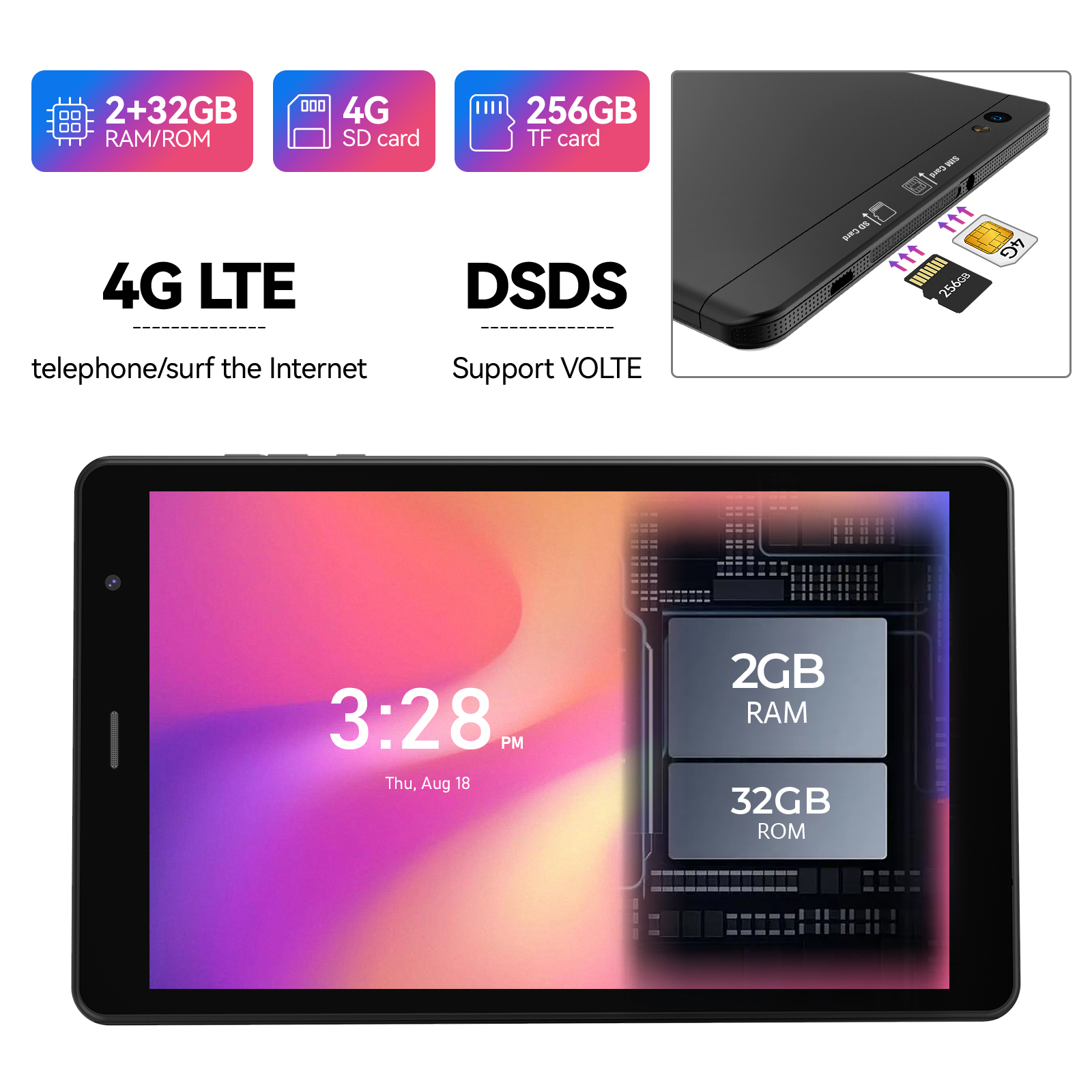 Kinstone 8 inch Tablet PC 4000mAh 4G LTE Octa-core FHD BOE LCD 3GB/4GB/6GB+32GB/64GB/128GB