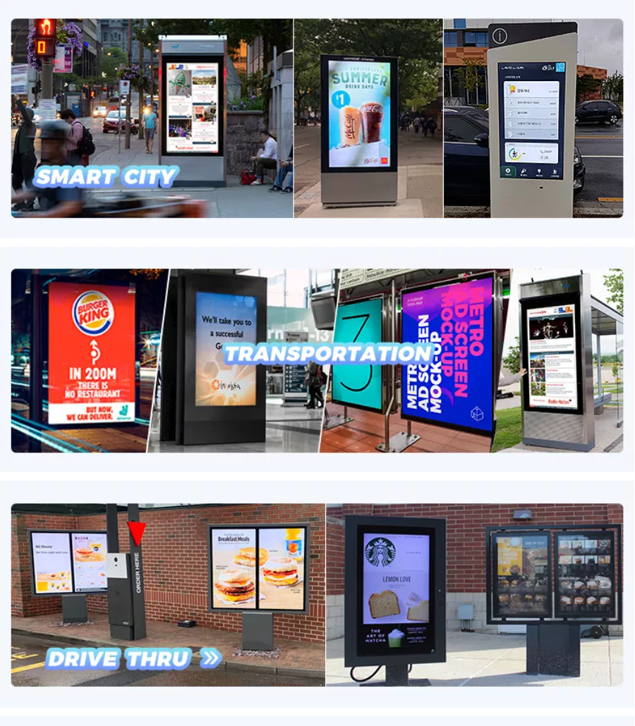 Kinstone Outdoor 43 Inch Custom Advertising Lcd Kiosk Display Large Outdoor High Brightness screen
