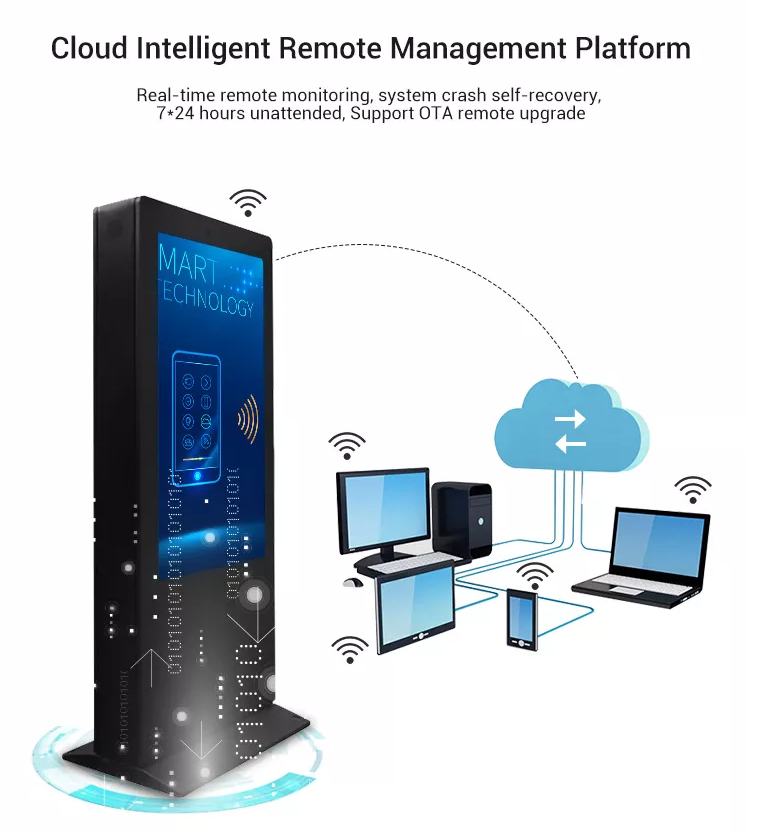 Kinstone Outdoor 65Inch IP65 Touch Screen Floor Stand Advertising Digital Signage Displays Kiosk Screens