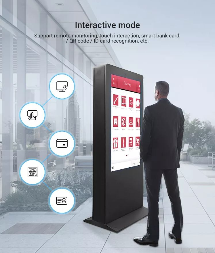Kinstone Outdoor 65Inch IP65 Touch Screen Floor Stand Advertising Digital Signage Displays Kiosk Screens