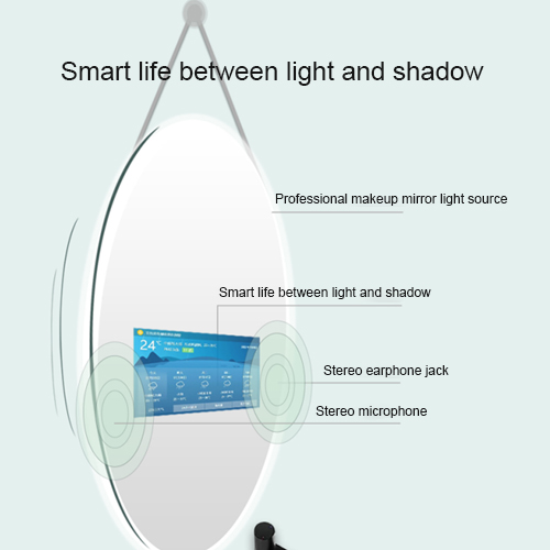 Kinstone 15.6 inch LCD Round Shape 60CM Diameter Bathroom Mirror Wall Hang Intelligent Smart Mirror